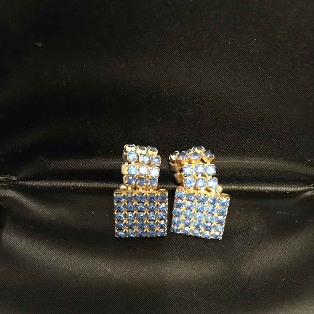 Blue Rhinestone Unisex Cuff Links
